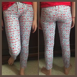 J. Crew Tulip Red/Blue Ankle Jeans Size 27